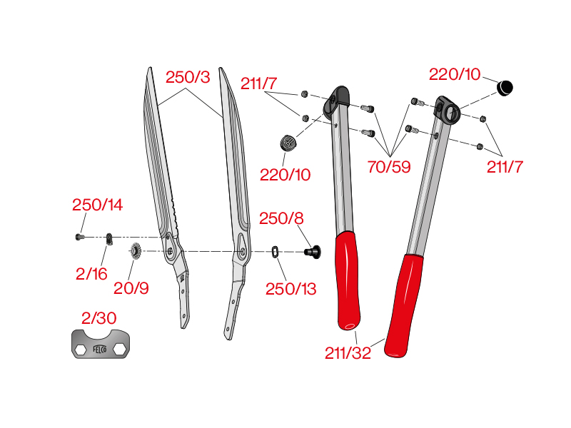 Heggenschaar Felco 250-63, lengte 63 cm