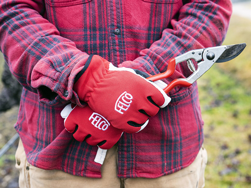 Handschoen Felco 702 maat XL, rundleder met spandex rugzijde Werkhandschoenen Felco, rood wit, F702XL, in koeienleder, maat XL