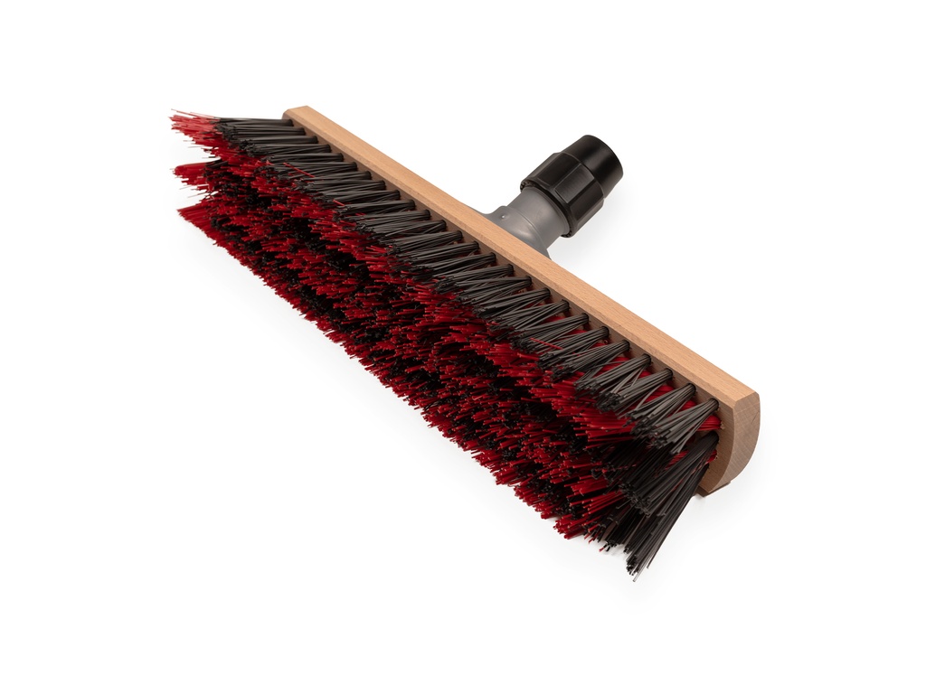 Bezem SOLIDE model X 40 cm, zwart/rood PPN, met stokhouder