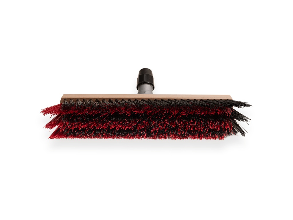 Bezem SOLIDE model X 40 cm, zwart/rood PPN, met stokhouder