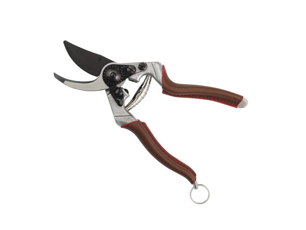 Snoeischaar met F-Tech bovenmes, leder comfort  handgrepen en sluitclip met extra 'halve stand'