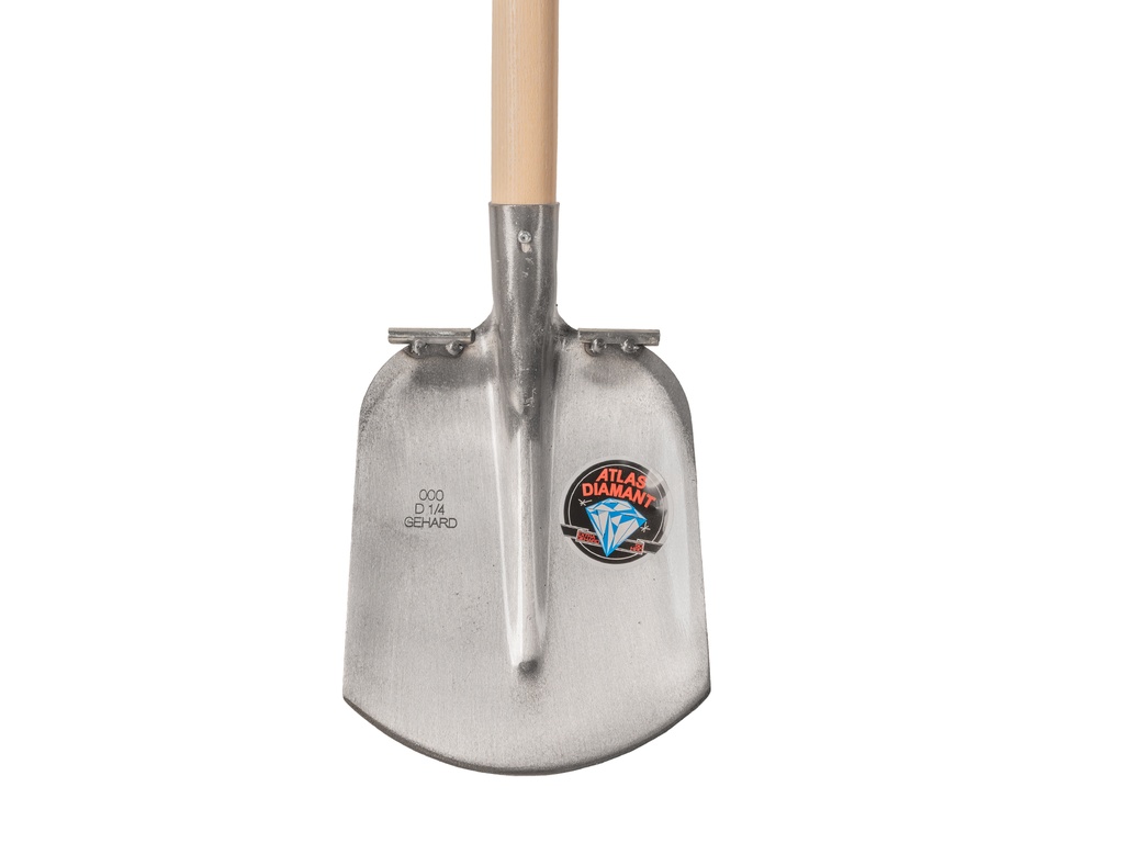 Steekbats ATLAS DIAMANT 1/4 000 gehard, gepolijst, RONDE OPSTAP, met ATLAS schopsteel 110 cm gebogen