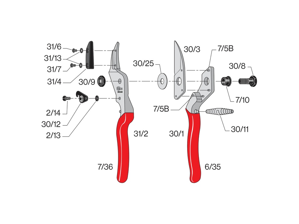 Snoeischaar FELCO 31, rechte aambeeldschaar, rechts- en linkshandig, knipt tot 25 mm