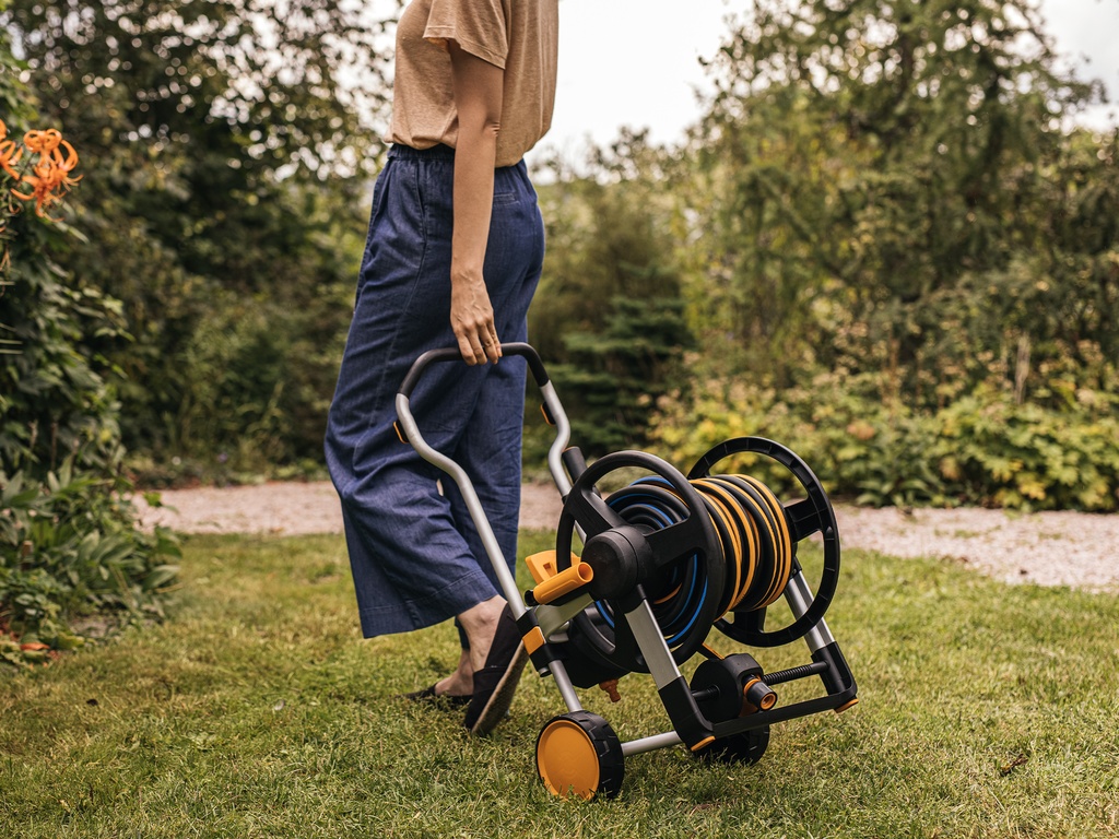 FISKARS Slanghaspel Manueel XL met wielen, inclusief 20 meter tuinslang