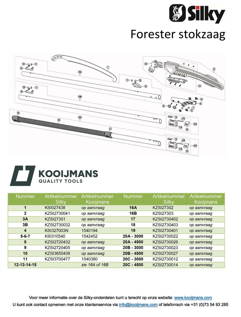 Stokzaag SILKY Forester 3600-7.5 3-delig, uitschuifbaar 145 - 360 cm, zaagblad 38 cm