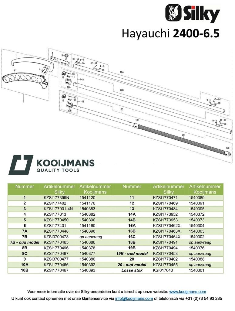 Stokzaag SILKY Hayauchi 2400-6.5 3-delig, uitschuifbaar 172 - 300 cm, zaagblad 39 cm