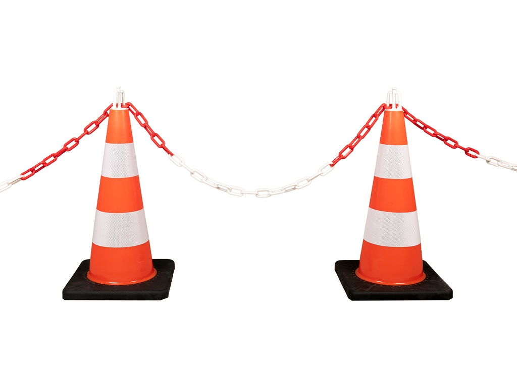 Pilon - Verkeerskegel LABORA 50 cm PE, oranje met witte banden, verzwaarde voet