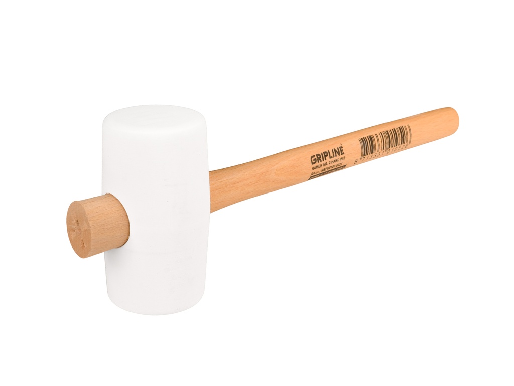 Rubberhamer GRIPLINE wit nr. 2 hard, 700 gram Ø 65 x 115 mm, met ESSEN steel