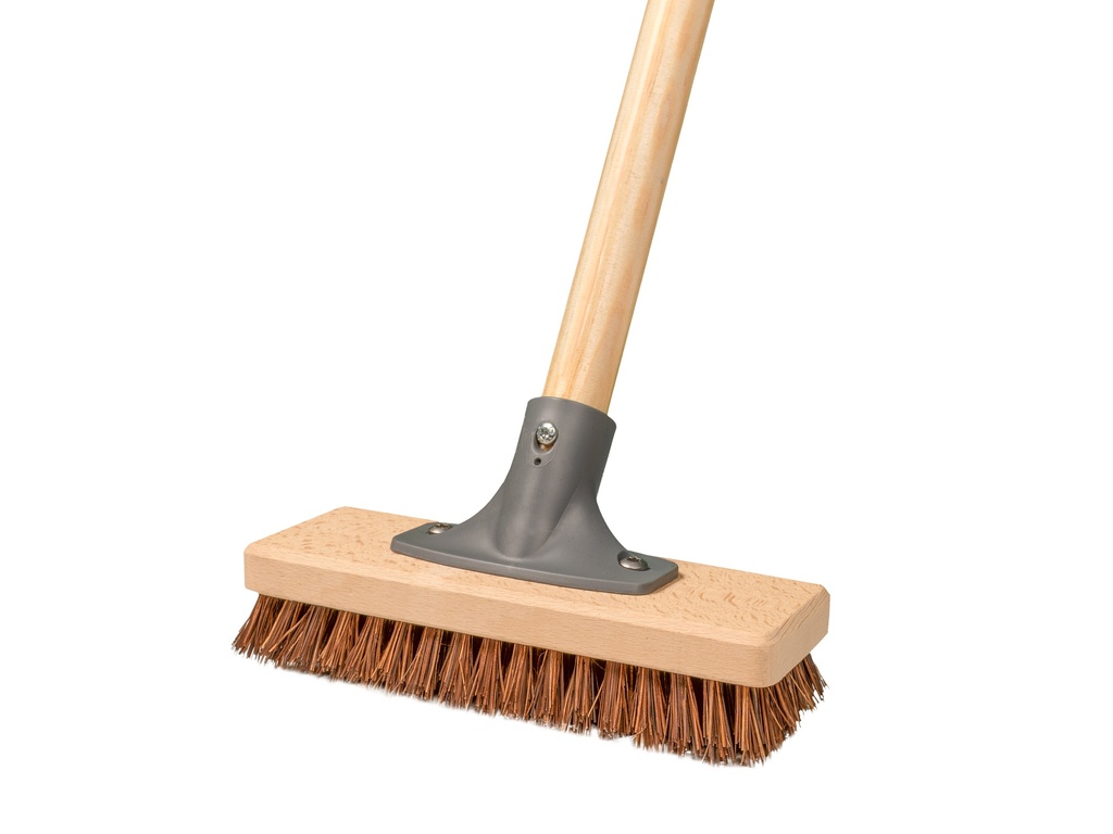 Terrasbezem - Schrobbezem SOLIDE union 20 cm, met stokhouder en IKAPE steel 130 x 2,4 cm