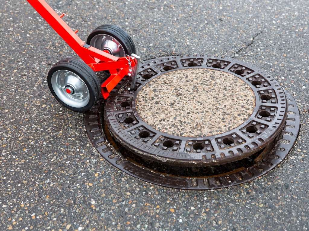 Putdeksellichter NESTLE met heavy-duty wielen, telescopische steel en haak
