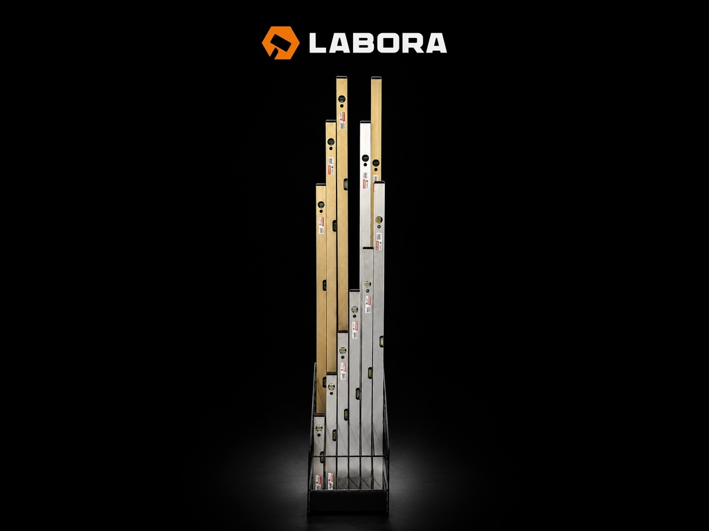 Waterpas LABORA 120 cm, dikwandig aluminium, 2 libellen