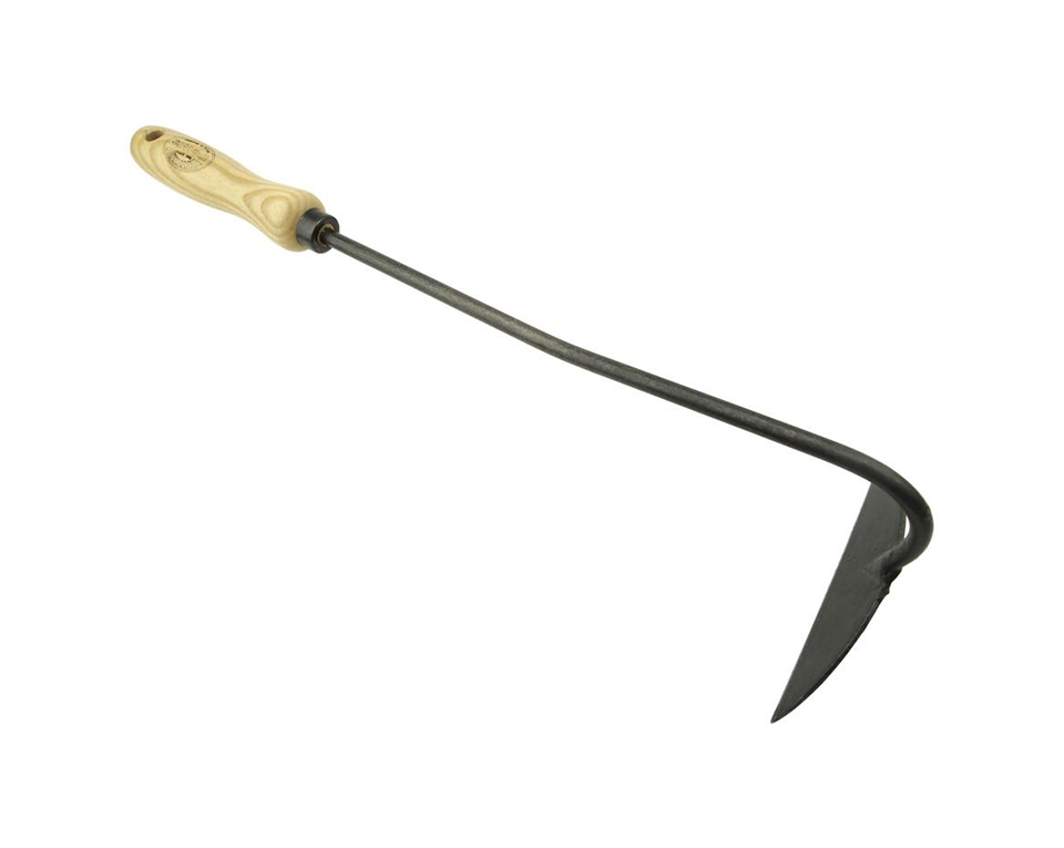 Schrepel - Handhak DE WIT halve maan 14 cm, getrommeld, met ESSEN handvat 14 cm