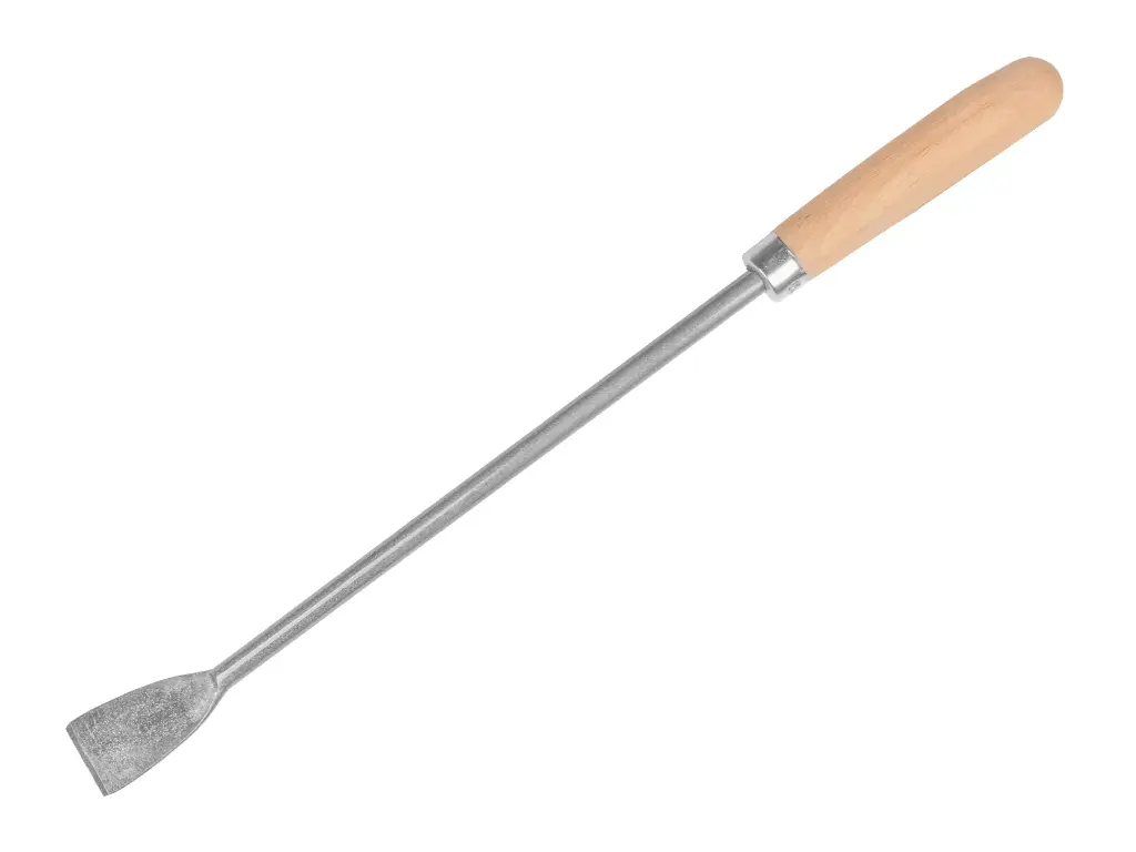 Aspergemes gesmeed 44 cm, met houten greep