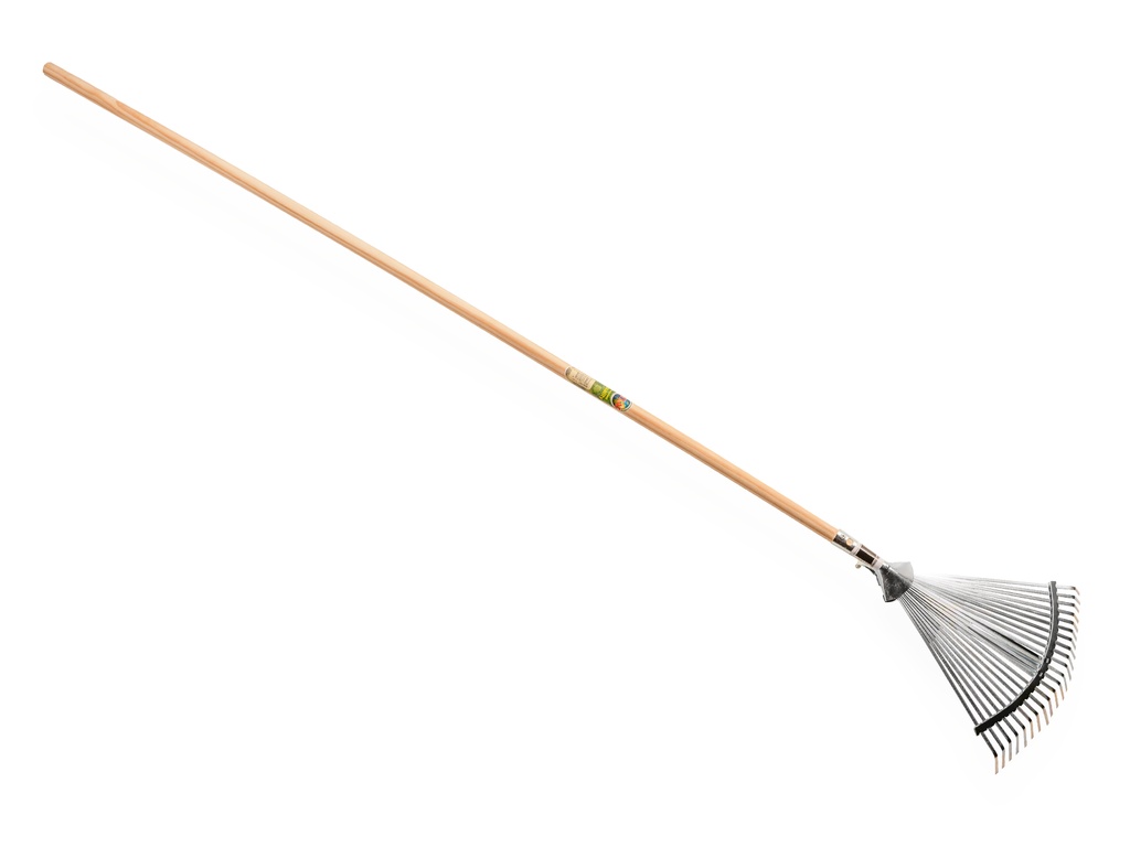 Bladhark Jimmy verzinkt verstelbaar, 22 platte tanden, 28-42 cm breed, met IKAPE steel 150 x 2,4 cm. FSC 100%