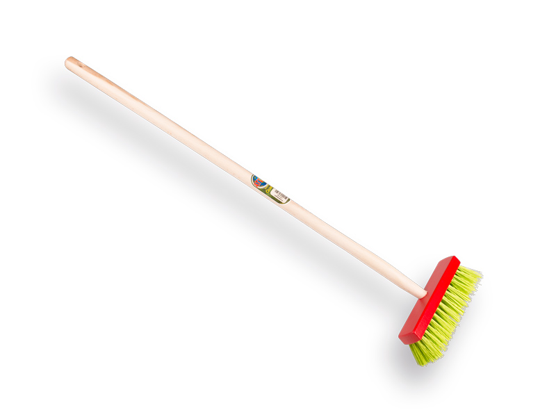 Kinderbezem Jimmy Kids rood met houten steel