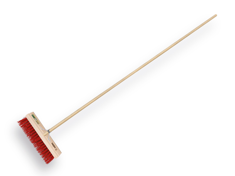 [1490332] Bezem VERO 70 PPN rood 35 cm, vlakke kap, met ATLAS steel 150 x 2,8 cm en stokhouder