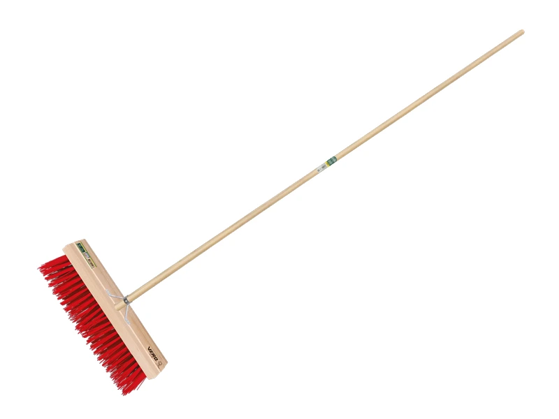 Bezem VERO 80 PPN rood 41 cm, vlakke kap, met ATLAS steel 150 x 2,8 cm en stokhouder