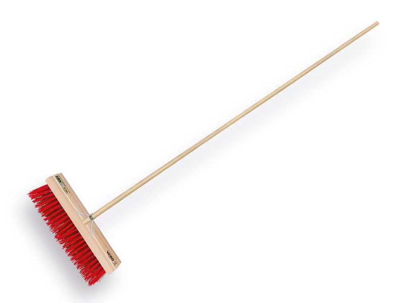 [1490341] Bezem VERO 80 PPN rood 41 cm, vlakke kap, met ATLAS steel 150 x 2,8 cm en stokhouder