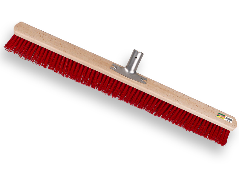 Stalbezem SOLIDE PPN rood 80 cm, vlakke kap met stokhouder, zonder steel, FSC 100%