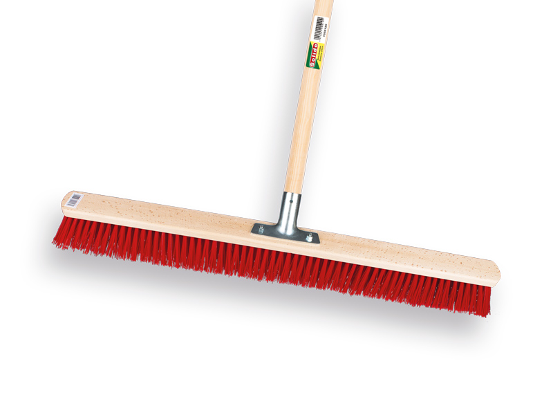 [1490347] Stalbezem SOLIDE PPN rood 80 cm, vlakke kap met stokhouder en IKAPE steel 150 x 2,8 cm, FSC 100%