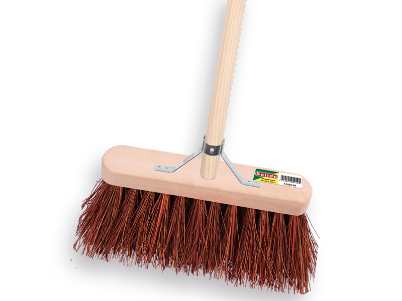 Straatbezem SOLIDE bassine 29 cm, met IKAPE steel 140 x 2,8 cm en stokhouder. FSC 100%