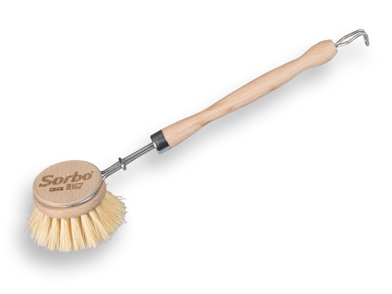 Afwasborstel SORBO hout, rond model met tampico vezel
