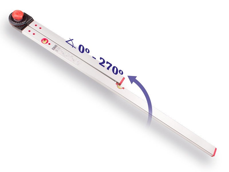 [1505397] Hoekmeter BMI 60 x 120 cm, meetbereik 0° tot 270°, 2 libellen