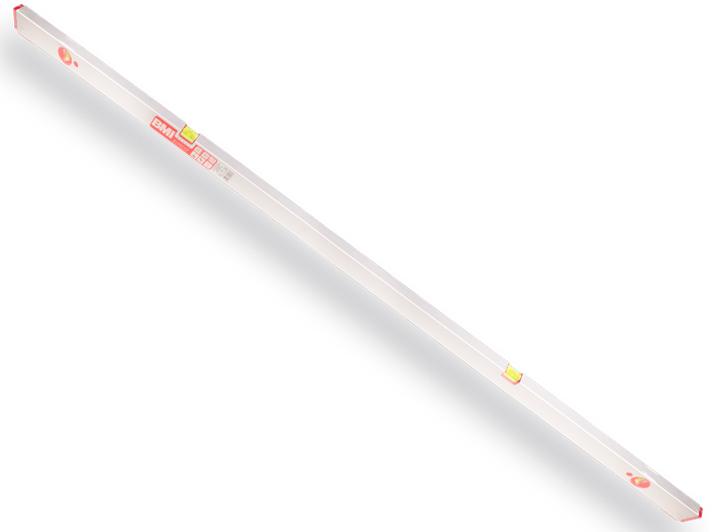 Stelwaterpas BMI 200 cm, dikwandig aluminium, met stelvoetjes en 4 libellen