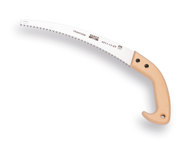 Snoeizaag BAHCO 4212-11-6T, gebogen blad 28 cm, houten greep, naslijpbaar