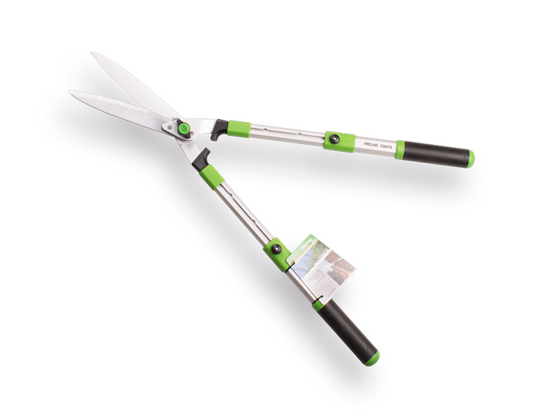 Heggenschaar FREUND 5380 TA, telescopisch 66 - 86 cm, blad 24 cm golfsnede