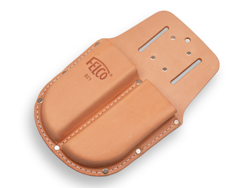 Lederen holster FELCO 921 dubbel, riemlussen en riemclip, 2 vakken naast elkaar