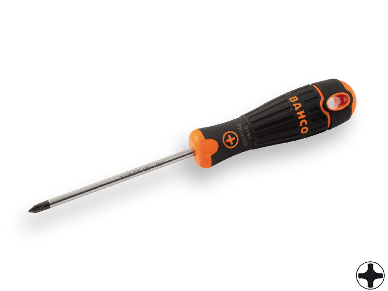 [1509170] Schroevendraaier BAHCO Philips PH2 125 mm, kruiskop met rubber greep