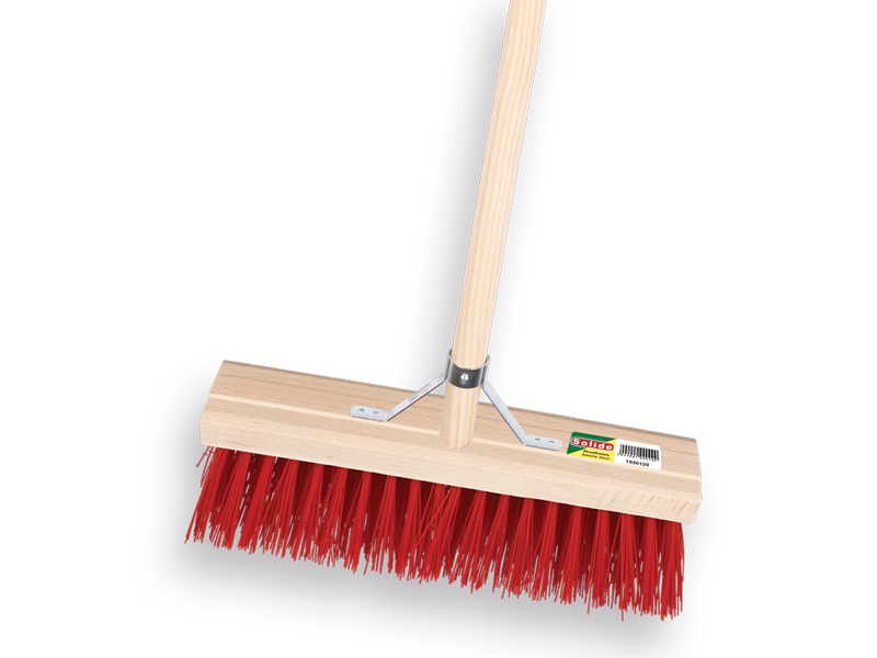[1550125] Bezem SOLIDE PPN rood 35 cm, vlakke kap, met IKAPE steel 150 x 2,8 cm en stokhouder, FSC 100%