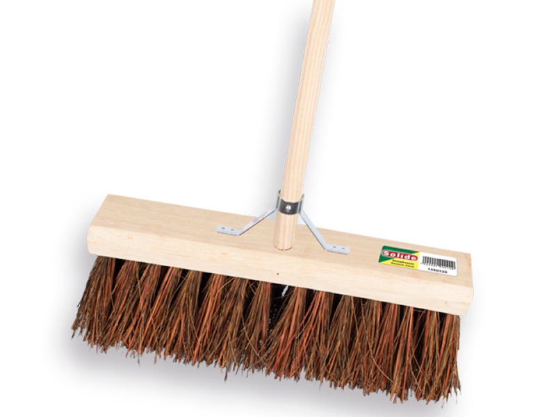 Bezem SOLIDE bassine-stalks 36 cm, vlakke kap, met IKAPE steel 150 x 2,8 cm en stokhouder, FSC 100%