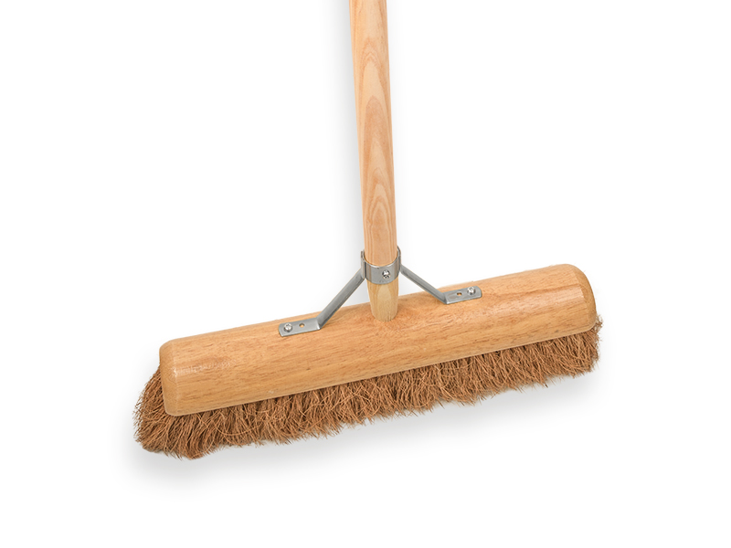 [1550545] Zaalveger SOLIDE kokos 40 cm, ronde kap, met IKAPE steel 150 x 2,8 cm en stokhouder. FSC 100%