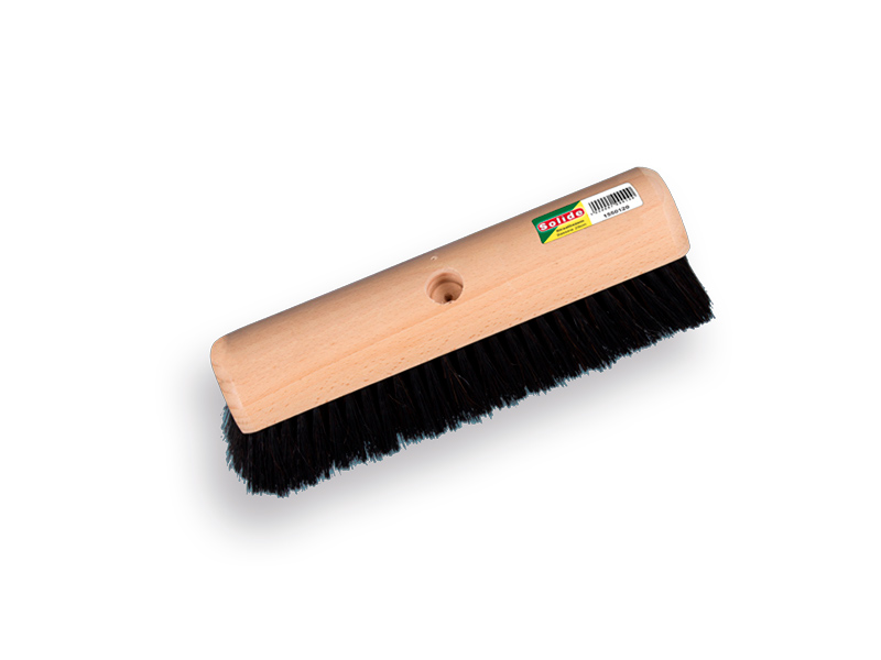 Zaalveger SOLIDE gemengd paardenhaar zwart 40 cm, ronde kap, zonder steel. FSC 100%