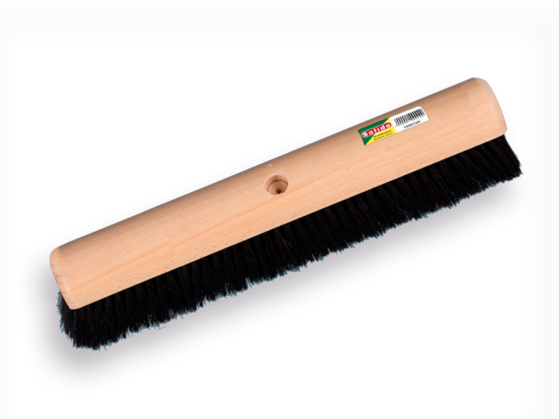 Zaalveger SOLIDE gemengd paardenhaar zwart 60 cm, ronde kap, zonder steel. FSC 100%
