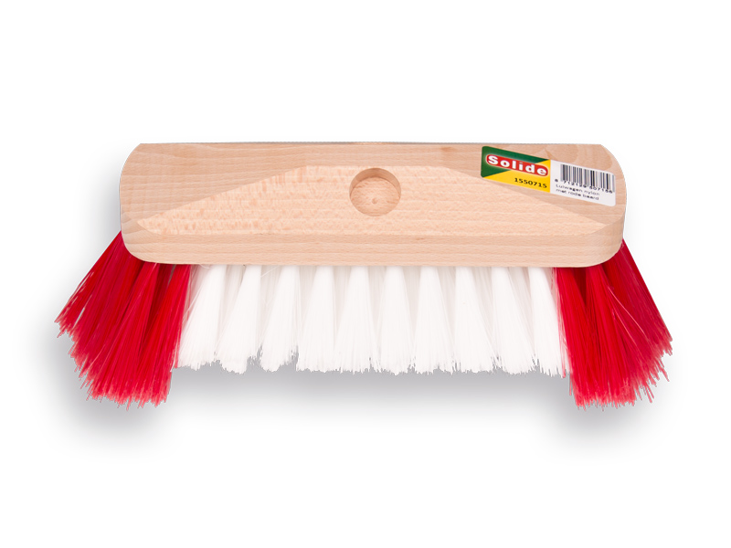 Luiwagen - Schrobbezem SOLIDE nylon 25 cm, met rode baard. FSC 100%