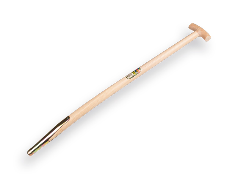 [211310] Mestvorksteel ATLAS 95 cm gebogen, met veerbus en Engelse kruk, geboord, FSC 100%