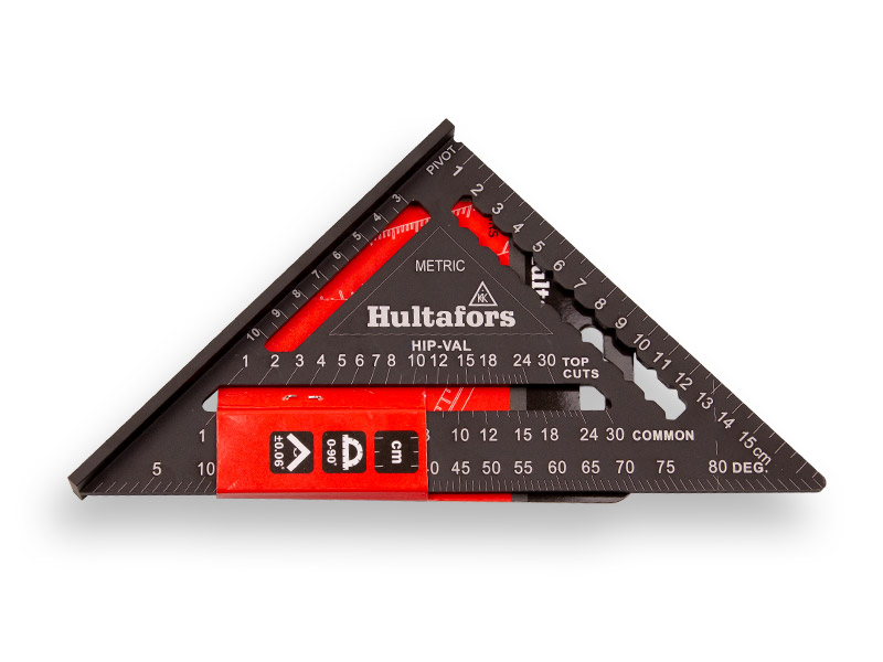 Meetdriehoek - Rafter Square HULTAFORS 18 cm, hoekmeter, gradenboog