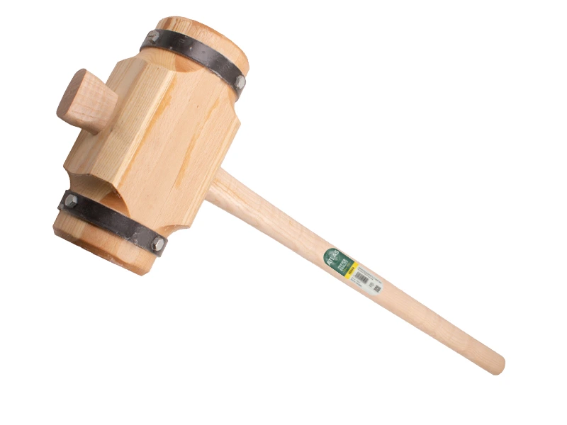 [650800] Sleg - Paalhamer ATLAS rond, gelamineerd Essenhout, stalen ringen, ovale steel 100 cm, FSC 100%