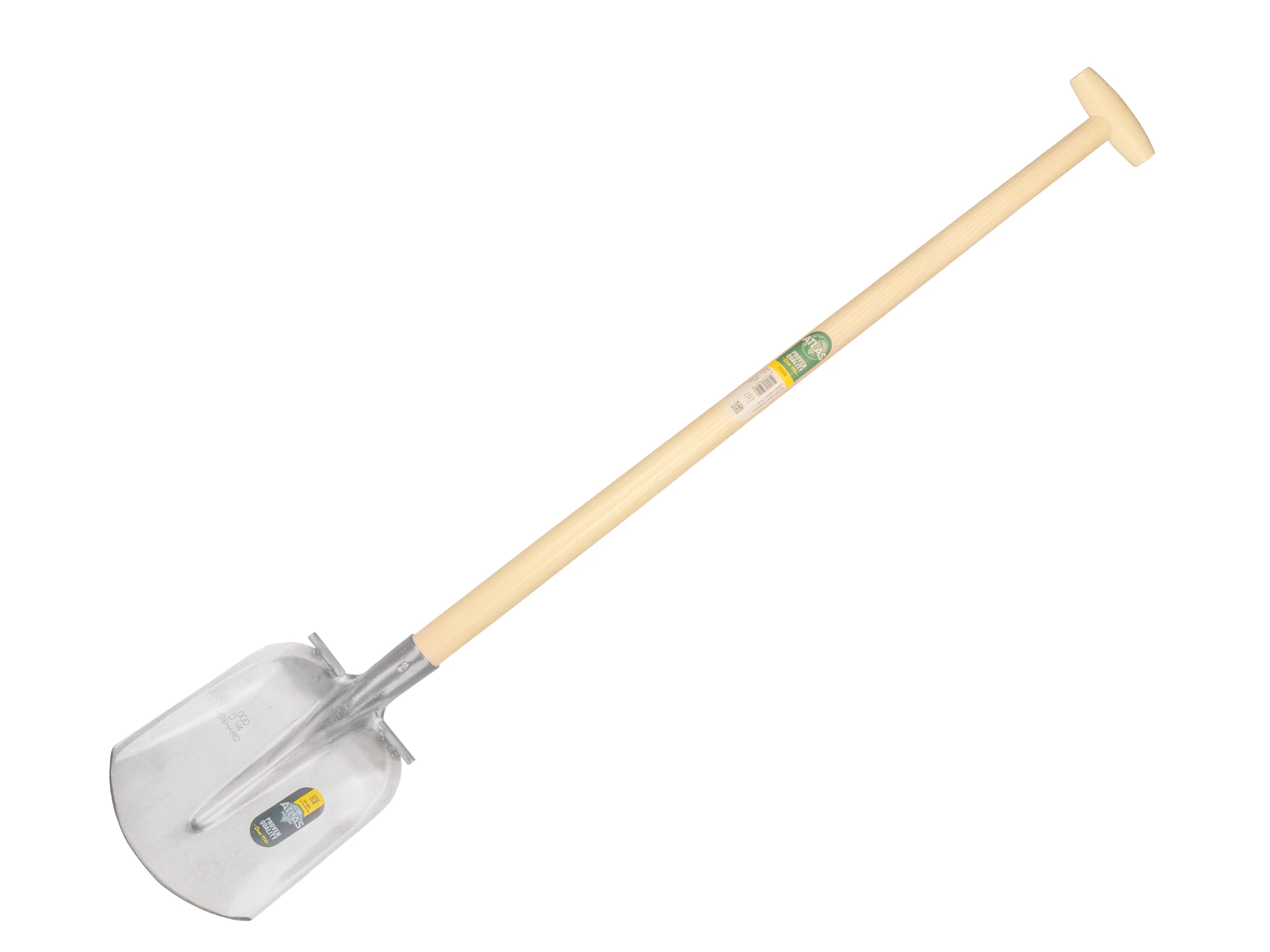 [735411] Steekbats ATLAS DIAMANT 1/4 000 gehard, gepolijst, RONDE OPSTAP, met ATLAS schopsteel 100 cm gebogen, FSC 100%
