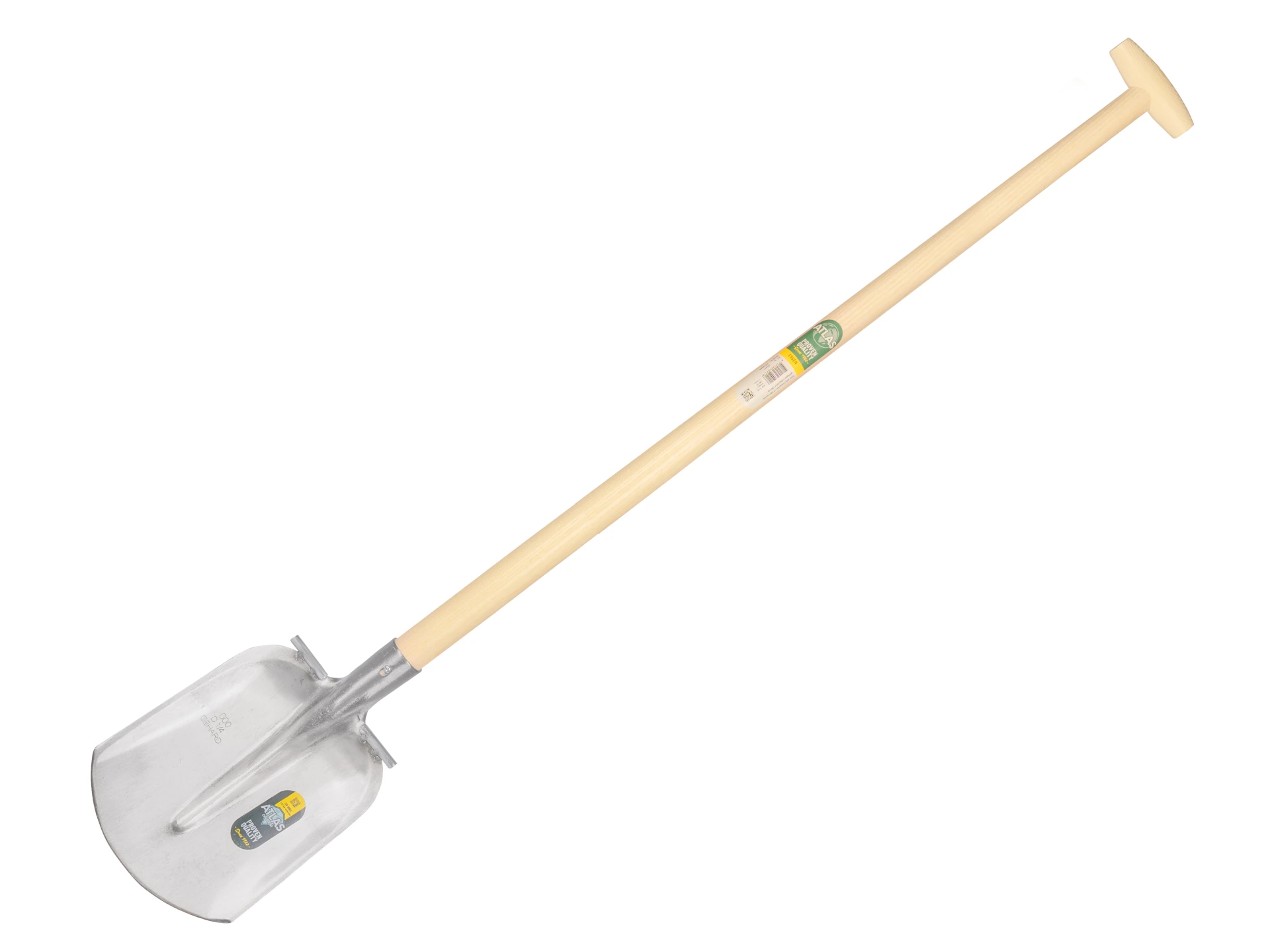 [735412] Steekbats ATLAS DIAMANT 1/4 000 gehard, gepolijst, RONDE OPSTAP, met ATLAS schopsteel 110 cm gebogen, FSC 100%