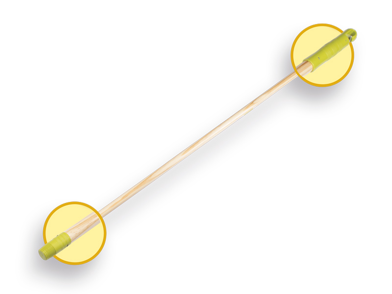 [7483505] Bezemsteel 130 x 2,4 cm gelakt, met kunststof schroefdraad en ophangdop