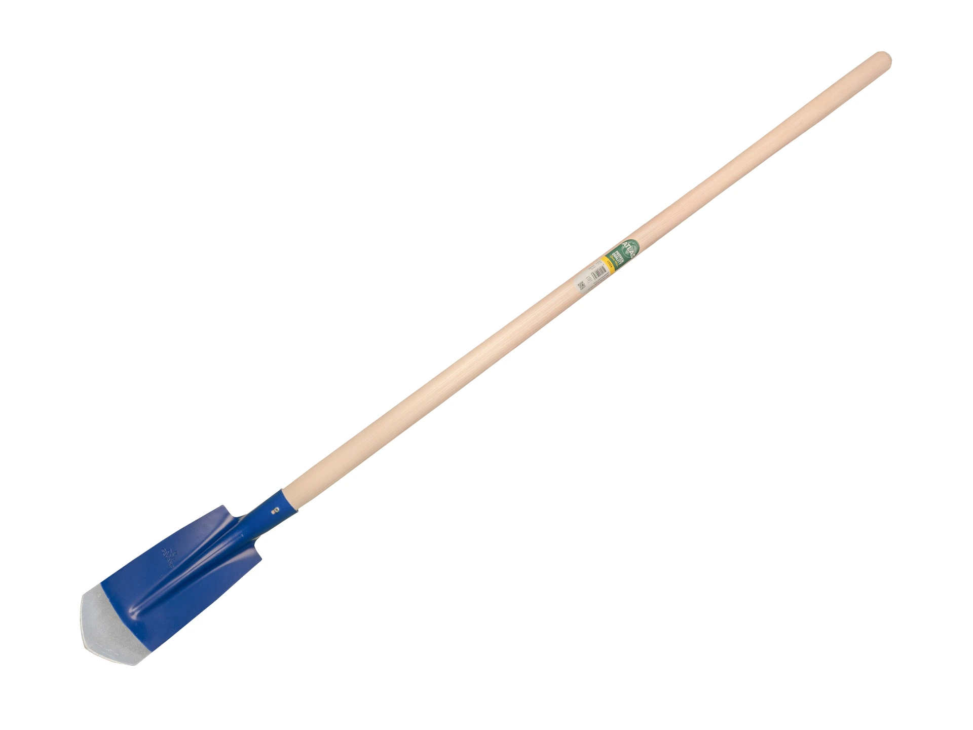 [755779] Kabelschop ATLAS DIAMANT 11,5 cm 3/4 blauw, onderkant spits, met ATLAS batsesteel 130 cm, FSC 100%