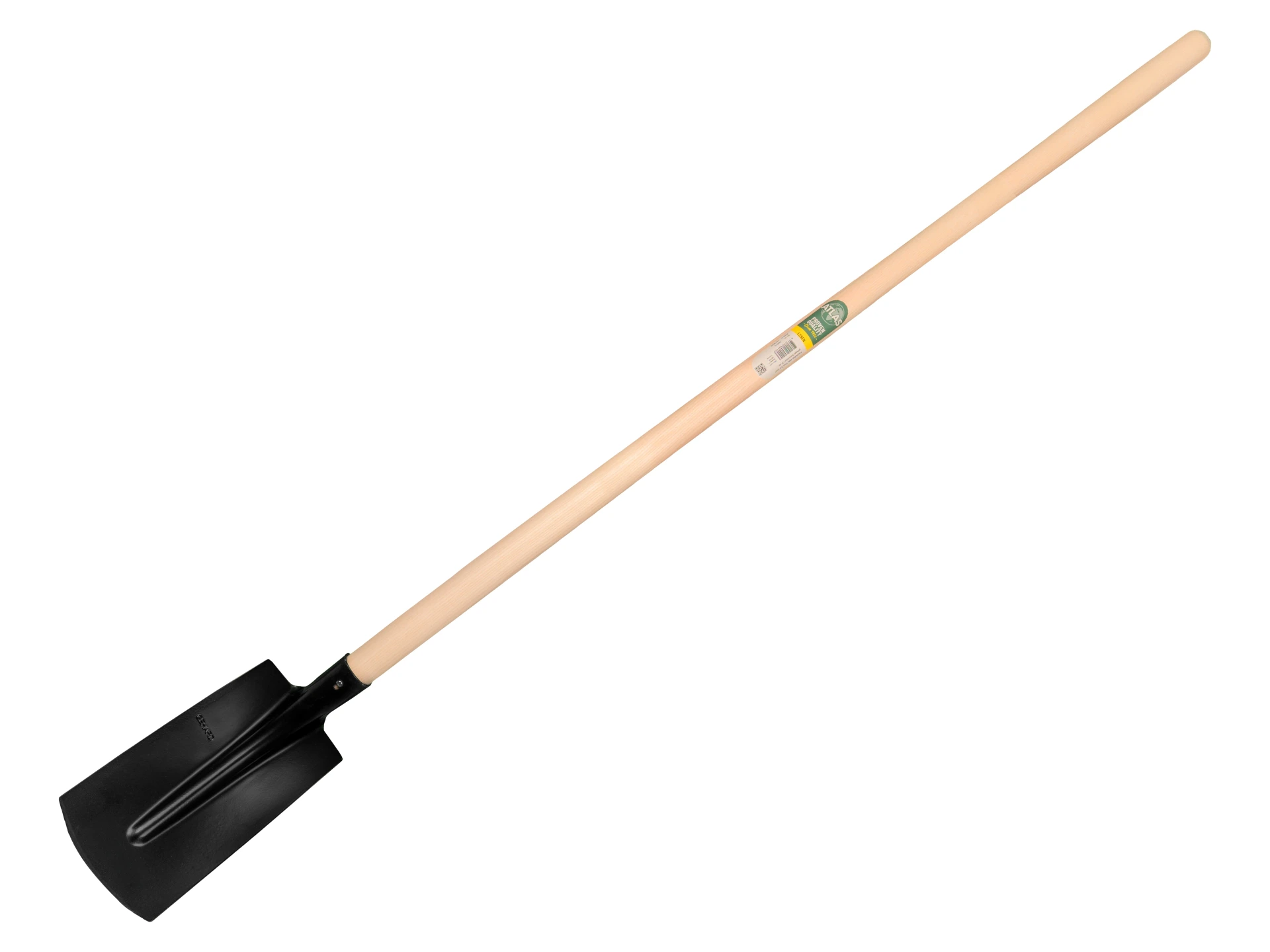 [780519] Kabelschop ATLAS 16 cm 3/4 zwart, onderkant recht, extra gehard, met ATLAS batsesteel 130 cm, FSC 100%