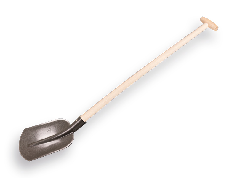 [780594] Steekbats 1/4 00 blank gelakt, met essen PE import schopsteel 100 cm. gebogen, gewaxt.