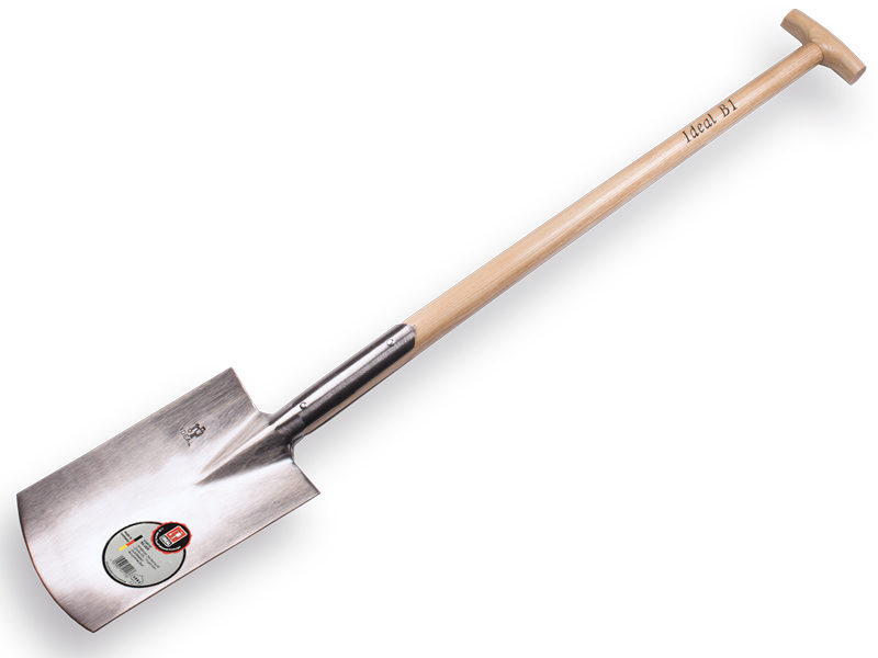 Spade IDEAL B1 nr 2 gepolijst, met ESSEN T-steel 85 cm, bladmaat 18 x 29 cm
