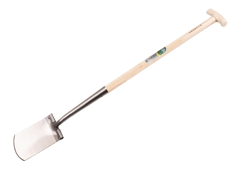 [811053] Zwanenhalsspade ATLAS DIAMANT gepolijst, met RONDE OPSTAP en Hickory T-steel 80 cm