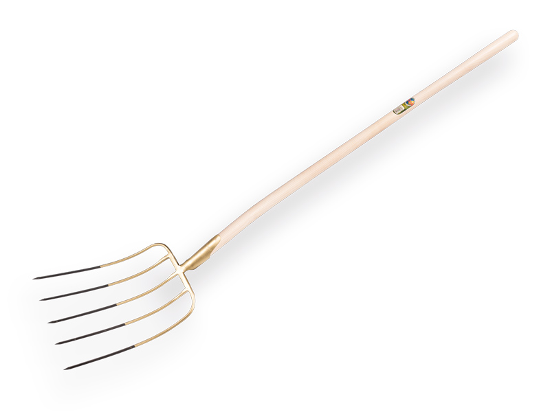 [811165] Bladvork OFFNER 5 tands met veerdul, 45 cm lang, met ATLAS batsesteel 130 cm, FSC 100%
